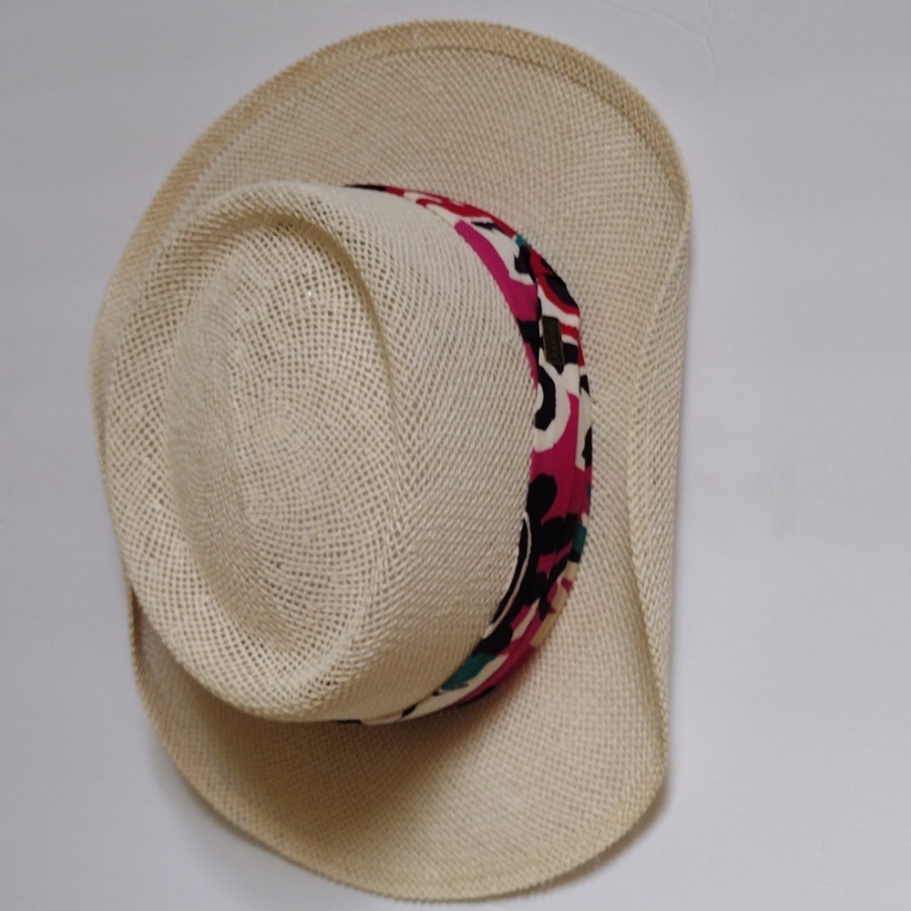 Kangol Unisex Straw Panama Hat w/ Colorful Linen Band EUC - Picture 5 of 16